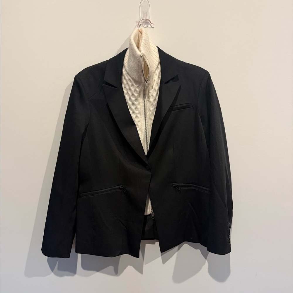 Elan Black Blazer with Removable Cream Knit Vest